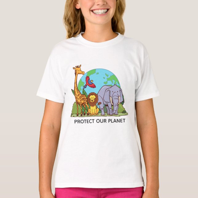 Camiseta Terra de Texto Personalizado com Animais (Frente)