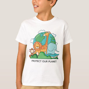 Camiseta Terra de Texto Personalizado com Animais