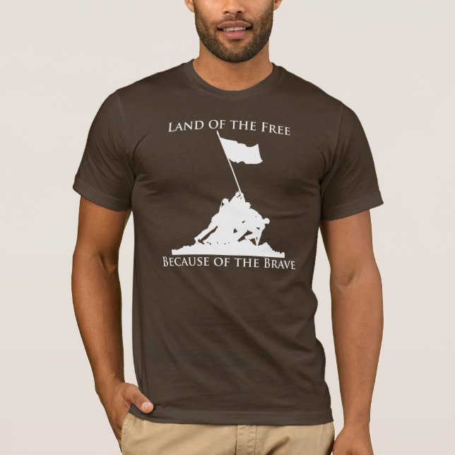 Camiseta Terra do livre, devido ao bravo: Iwo Jima ( (Frente)