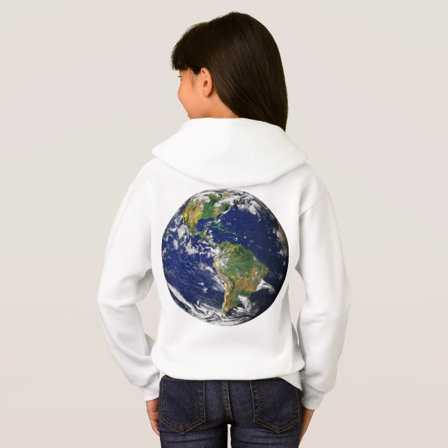 Camiseta TERRA do PLANETA do Hoodie das meninas do ESPAÇO (Parte Traseira Completa)
