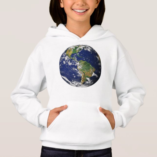 Camiseta TERRA do PLANETA do Hoodie das meninas do ESPAÇO (Frente)