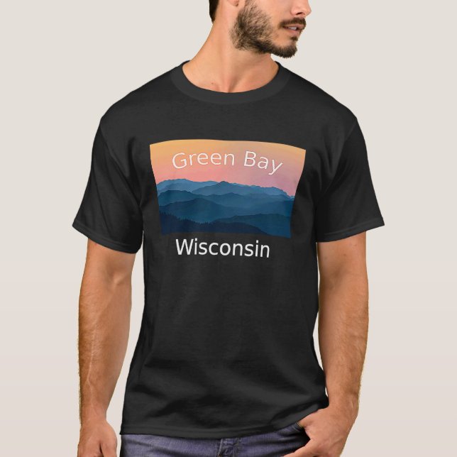 Camiseta Terra do pôr do sol da Montanha Green Bay Wisconsi (Frente)