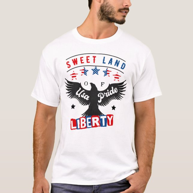 Camiseta Terra Doce Da Liberdade Do Orgulho Dos Eua (Frente)