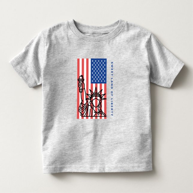 Camiseta Terra doce de liberdade, bandeira americana, 4 de  (Frente)