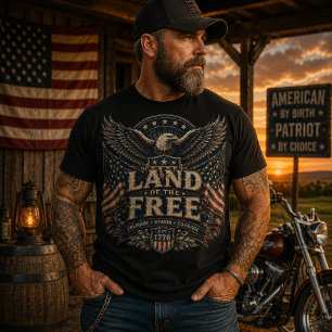 Camiseta Terra dos Livres   Águia Patriótica Vintage Améric