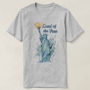 Camiseta "Terra dos Livres - Estátua da Liberdade em Aquare