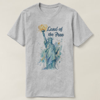 Camiseta "Terra dos Livres - Estátua da Liberdade em Aquare