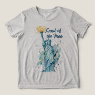 Camiseta "Terra dos Livres - Estátua da Liberdade em Aquare