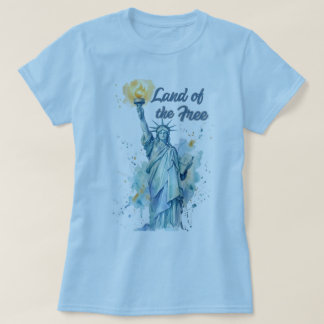 Camiseta "Terra dos Livres - Estátua da Liberdade em Aquare
