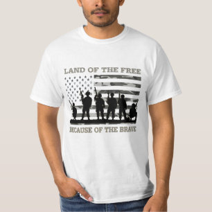 Camiseta Terra dos Livres Por Causa dos Soldados Valentes