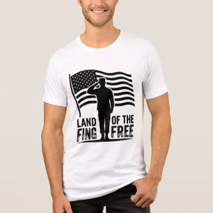 Camiseta Terra dos Livres Saudação Militar Bandeira America