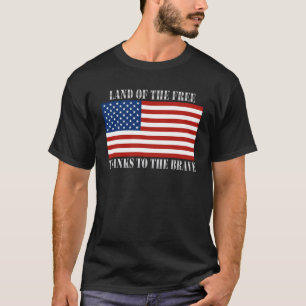 Camiseta Terra dos obrigados livres à bandeira brava dos