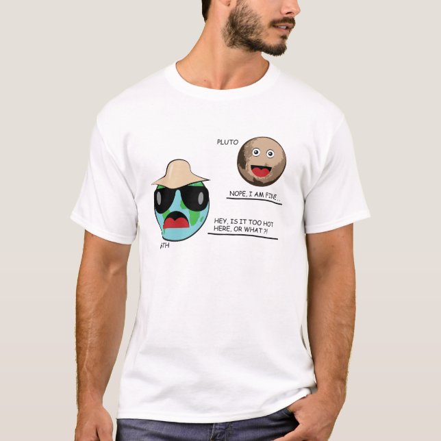 Camiseta Terra e Plutão - Discussão Divertida (Frente)