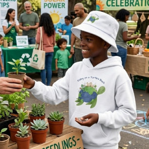 Camiseta Terra Eco Fofa nas Costas da Tartaruga Presente pa