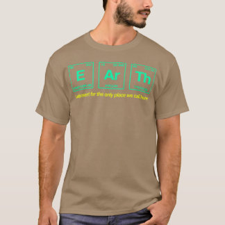 Camiseta TERRA escrita em elementos da tabela periódica