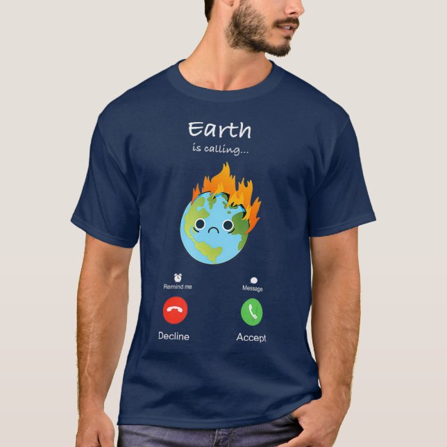 Camiseta Terra Está Chamando Planeta Anti-Mudanças Climátic (Frente)