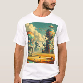 Camiseta Terra Maravilhosa Retrofuturista Surreal Vibrante