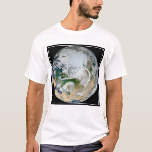 Camiseta Terra Mostrando O Ártico, A Europa E A Ásia.