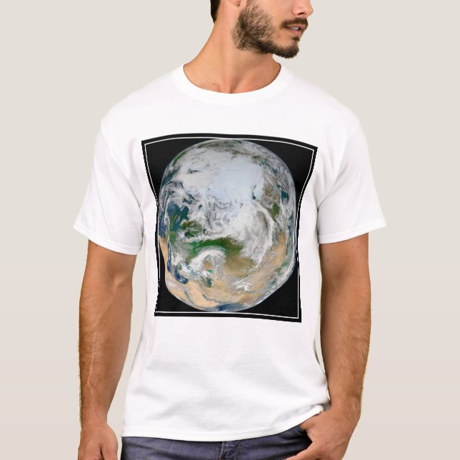 Camiseta Terra Mostrando O Ártico, A Europa E A Ásia. (Frente)