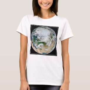 Camiseta Terra Mostrando O Ártico, A Europa E A Ásia.
