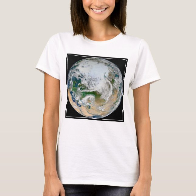 Camiseta Terra Mostrando O Ártico, A Europa E A Ásia. (Frente)