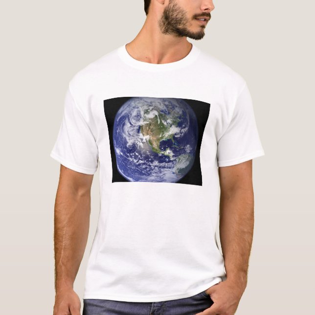 Camiseta Terra mostrando o hemisfério oeste (Frente)
