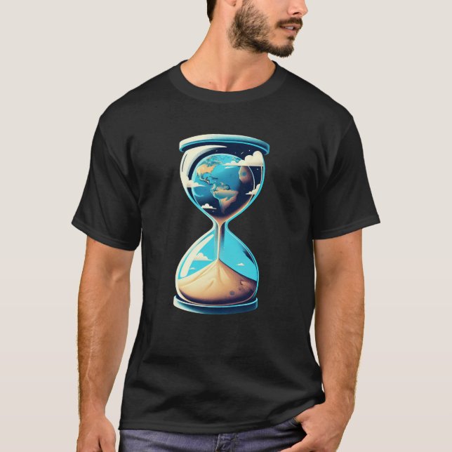 Camiseta Terra na ampulheta - consciência ambiental (Frente)