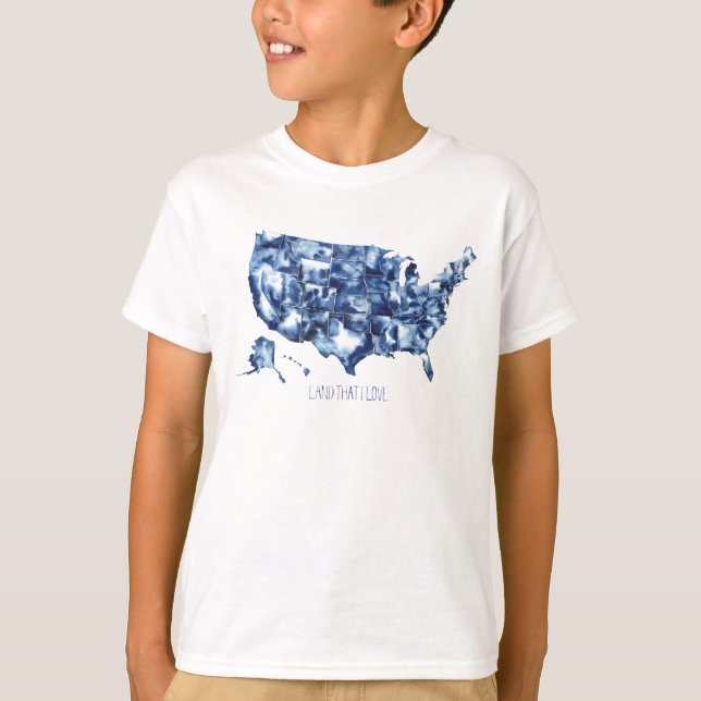 Camiseta Terra que eu amo - Mapa dos Estados Unidos (Frente)
