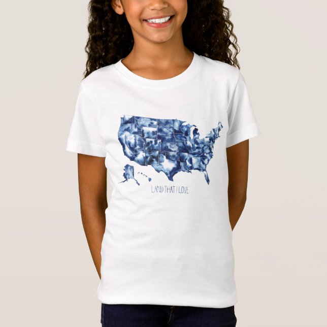 Camiseta Terra que eu amo - Mapa dos Estados Unidos (Frente)
