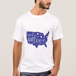 Camiseta Terra Que Eu Amo Mapa Patriótico dos EUA Silhueta