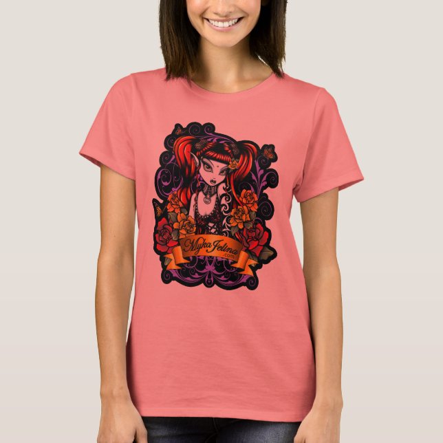 Camiseta Terra Rosa Tattooooed Dark Fantasy Black Ringer Te (Frente)