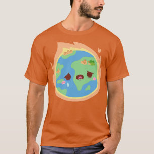 Camiseta Terra Triste Em Fogo Aquecimento Global
