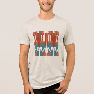 Camiseta Terracota Azul Ferrugem Pequeno Estilo Mediterrâne