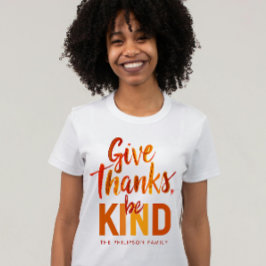Camiseta Terracota Laranja Moderna Agradeça Letra Pincel