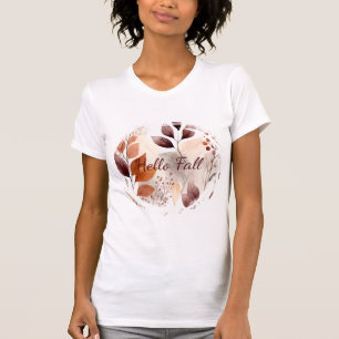 Camiseta Terracotta e Folhas de Quedas de Borgonha   Boho A