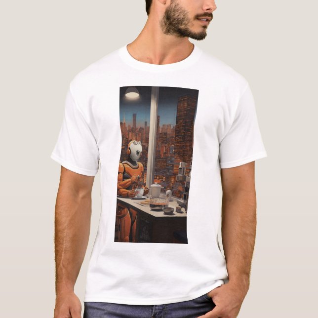 Camiseta Terracotta Warrior encontra Futurística Robótica T (Frente)
