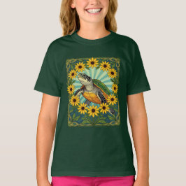 Camiseta Terrapin And Black Eyed Susan Flowers Art Nouveau
