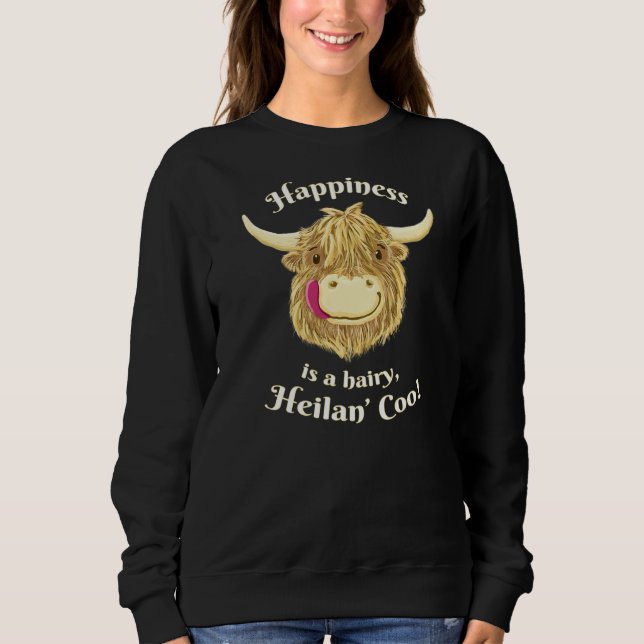 Camiseta Terras Altas Escocesas Felicidade em Vaca (Frente)