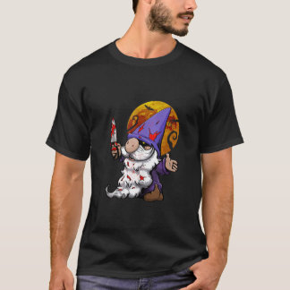 Camiseta Térreo de Gnome do Mal Dia das Bruxas Design de Mu