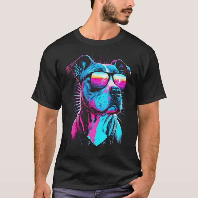 Camiseta Terrier Americano Pit Bull Divertido Colorido e Le (Frente)