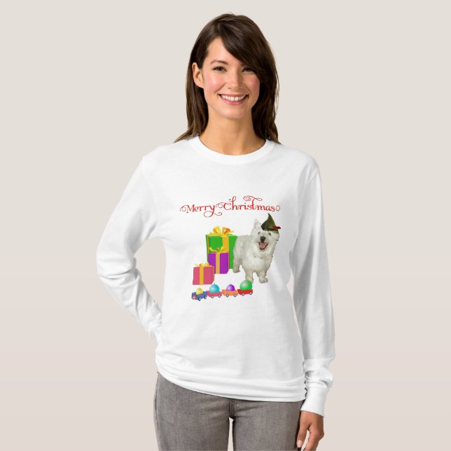 Camiseta Têrrier Branco do West Highland Christmas Elf (Frente Completa)