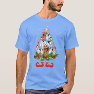 Camiseta Terrier Christmas Tree Lights Cute Santa Hate Dog 