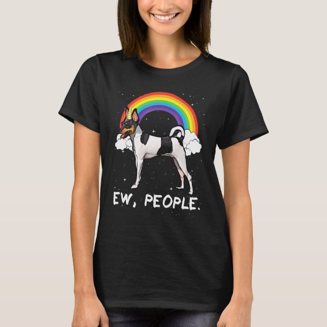 Camiseta Terrier de raposa de brinquedo arco-íris Ew Pessoa (Frente)