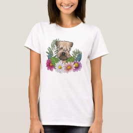 Camiseta Têrrier de Wheaten de Capa Macia Cor Flores Colori