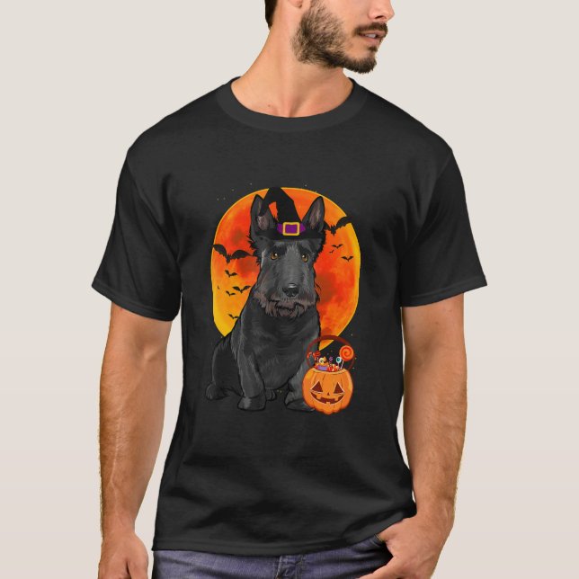 Camiseta Terrier Dog Halloween Jack O Lanterna (Frente)