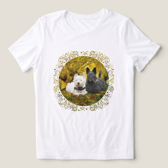 Camiseta Terrier Escocês com Westie (Design frontal)