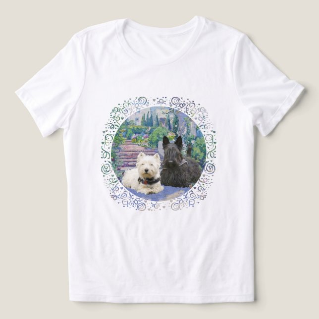 Camiseta Terrier Escocês com Westie (Design frontal)