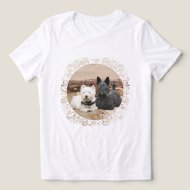 Camiseta Terrier Escocês com Westie (Design frontal)