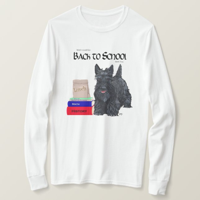 Camiseta Terrier Escocês de Volta à Escola (Frente do Design)