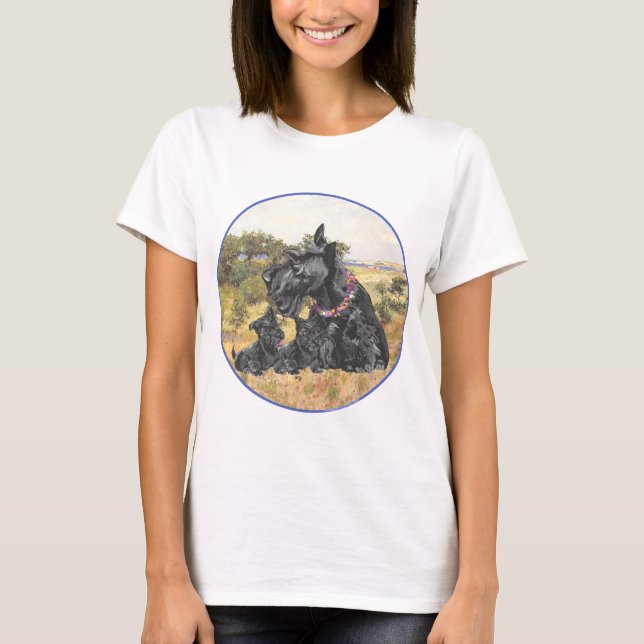 Camiseta Terrier Escocês e Filhotes (Frente)